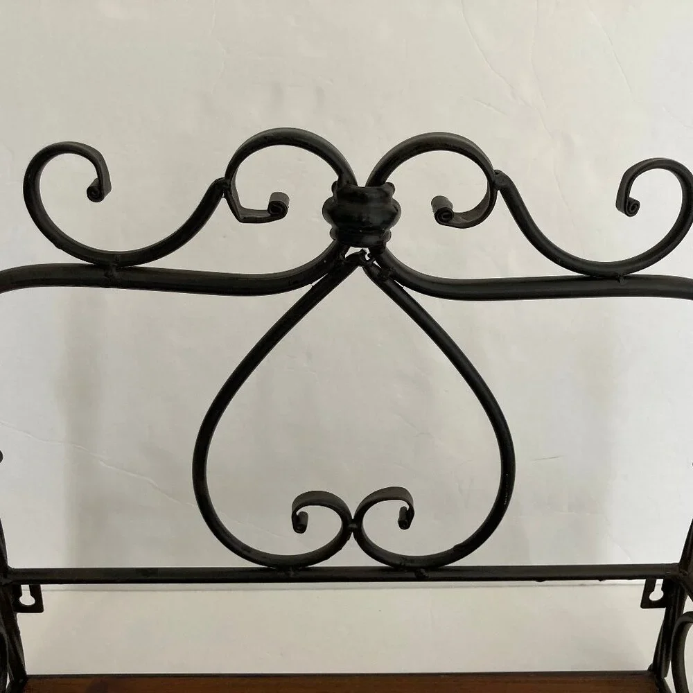 Vintage Wooden Iron Scroll Wall Shelf 12